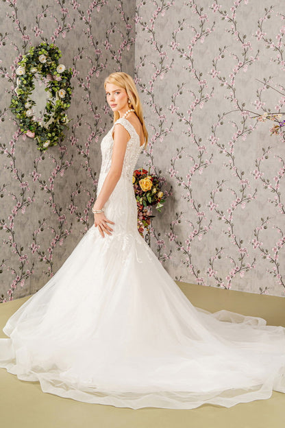 Jewel Embroidery Sheer Bodice Mesh Trumpet Wedding Gown GL3490 GLS BY GLORIA