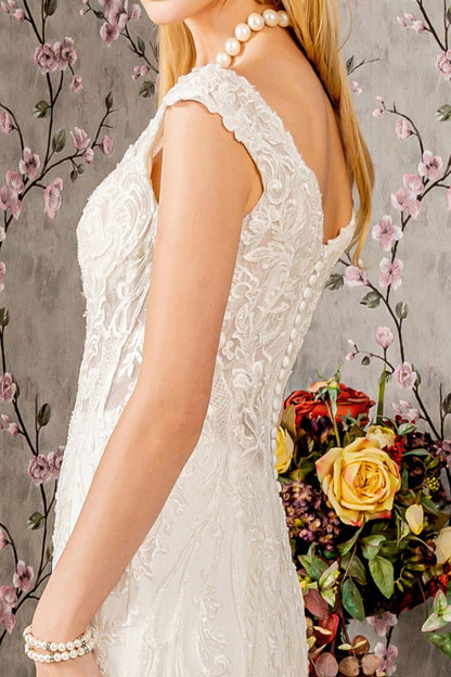 Jewel Embroidery Sheer Bodice Mesh Trumpet Wedding Gown GL3490 GLS BY GLORIA