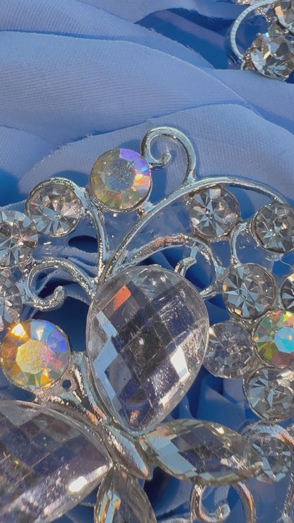 Light Blue with Silver Brooches. LB044 by MARINA’S CRAFT.